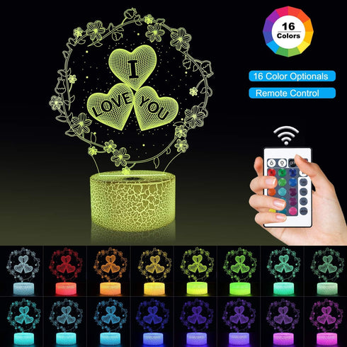 I love you Night Light, Hologram 16 Colors with Remote Control